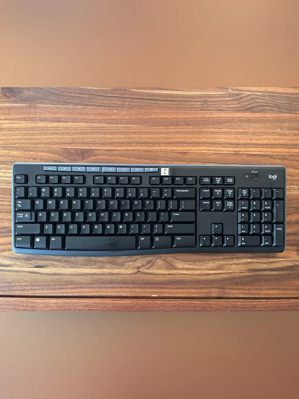 Logitech Full-Size Wireless Keyboard with Number Pad & Media w/USB receiver